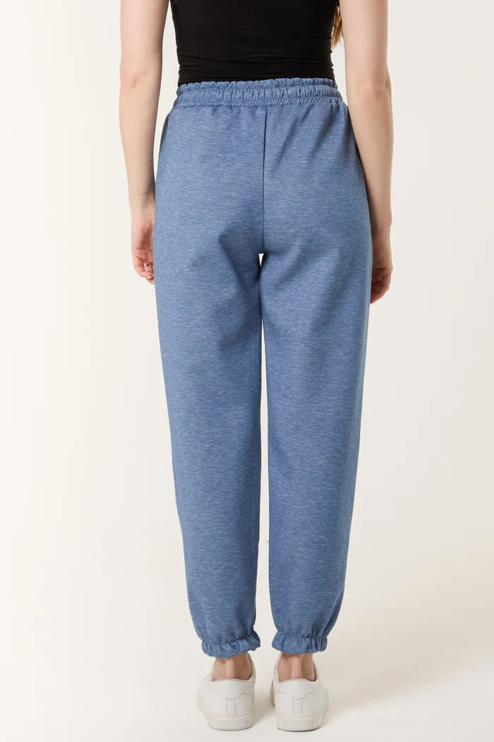 DENIM BLUE LEOPARD BOW CUFFED JOGGERS ONE SIZE 10-16