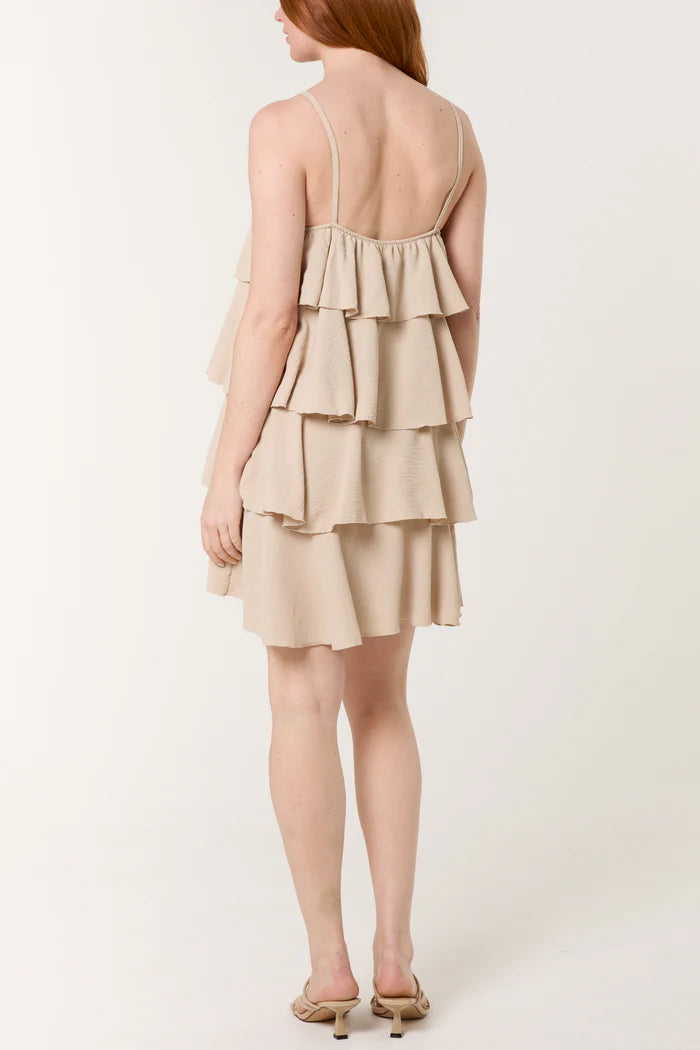 STONE CAMI STRAP LAYERED MINI DRESS ONE SIZE 10–16