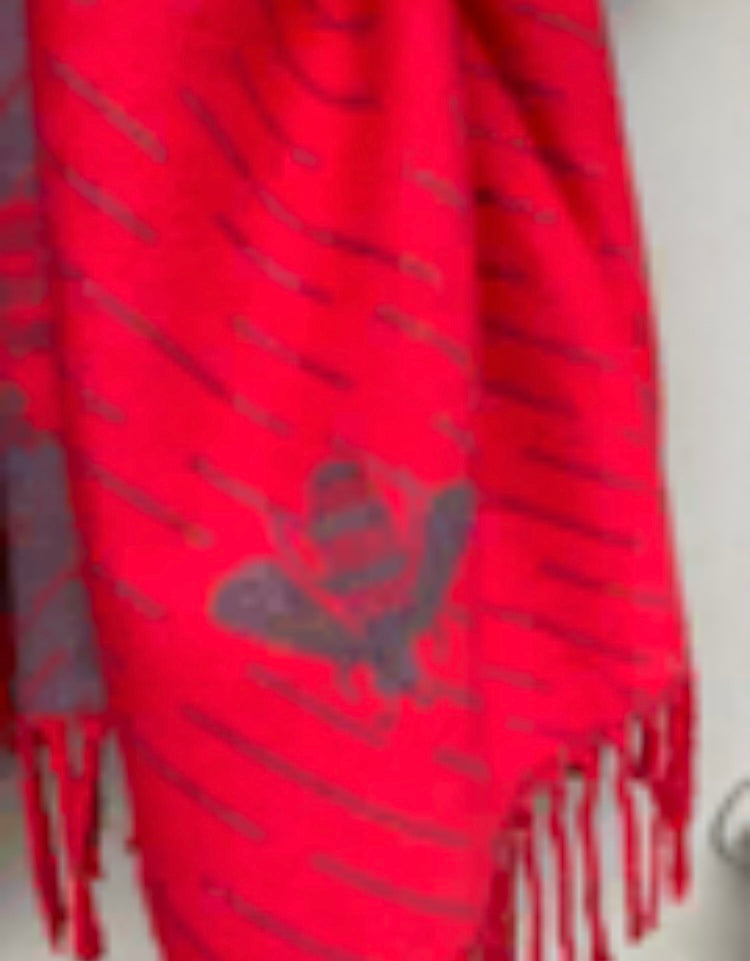 🍁🍂 Red cashmere bee scarf