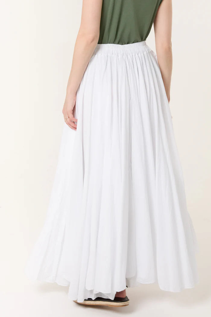 WHITE COTTON VOLUME MAXI SKIRT ONE SIZE 10-16