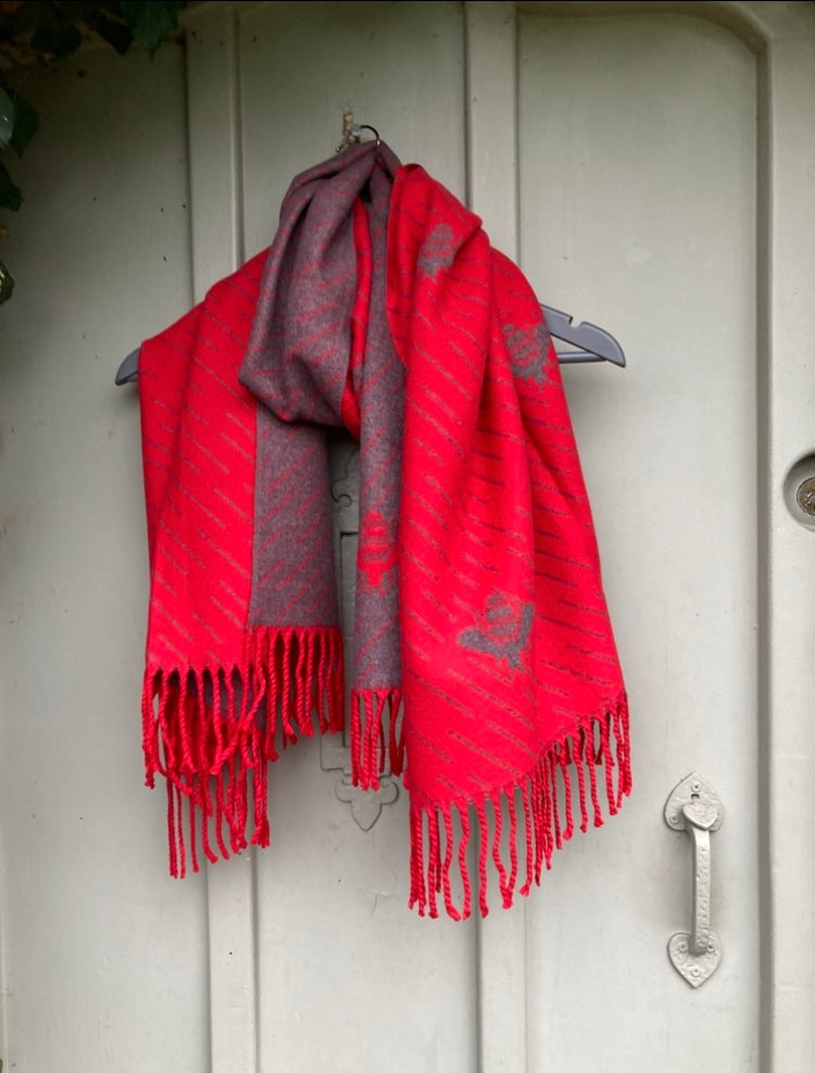🍁🍂 Red cashmere bee scarf