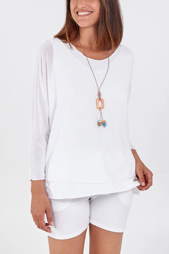 WHITE DOUBLE LAYER TOP ONE SIZE 10-16