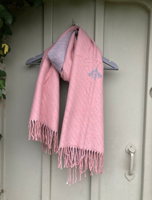 🍁🍂 Pink grey cashmere bee scarf