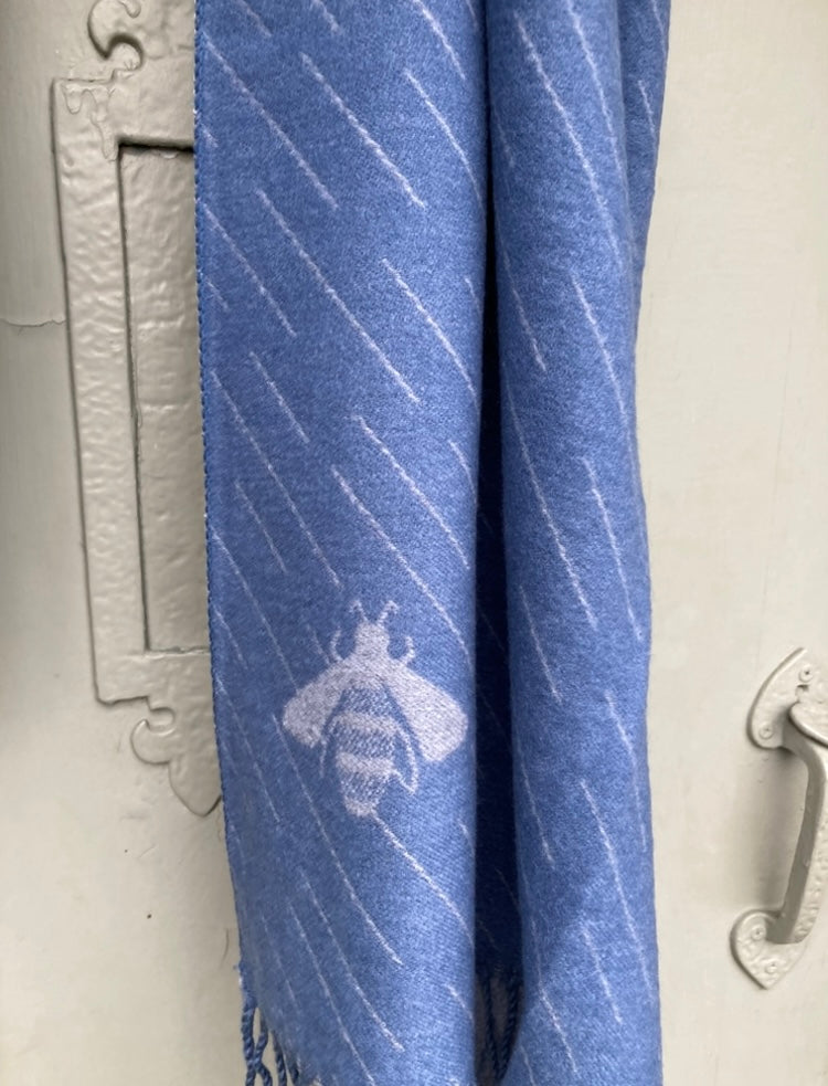 🍁🍂 Blue grey cashmere bee scarf