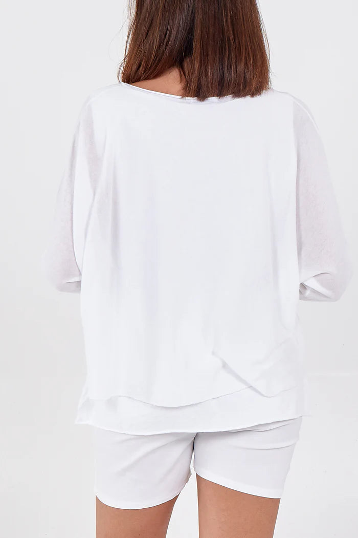 WHITE DOUBLE LAYER TOP ONE SIZE 10-16