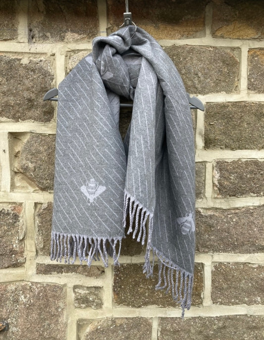 🍁🍂 Grey cashmere bee scarf